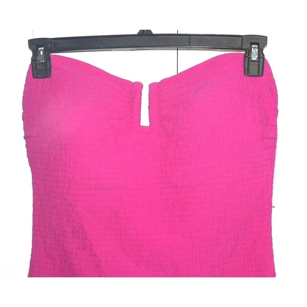 DKNY Women's Textured One-Piece Piece Strapless Swimsuit in Wildberry Pink XL - Picture 3 of 7